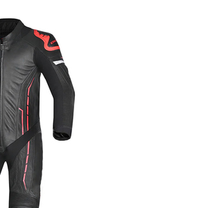 Traje de Motocicleta Completo para Hombre, Diseño Deportivo Negro y Rojo, Cuello Alto, Cierre de Cremallera, Transpirable, Spandex, Poliéster, Ropa de Verano - Product Image 4