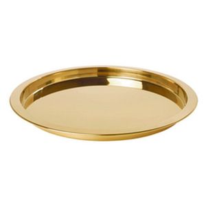 Minimal Gold Finish <b>Round</b> Brass <b>Tray</b> Decorative Serving Plate for Luxury Home Kitchen Coffee <b>Table</b> Decor - Product Image 4