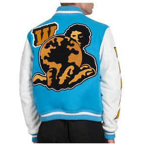 Men's Color Block Varsity <b>Jacket</b> Custom Logo Flock Print Polyester Cotton Winter <b>Letterman</b> <b>Jacket</b> - Product Image 3