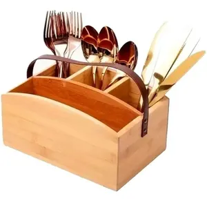 Organizador de Madera para Cocina Rústica, para Almacenar Cucharas, Tenedores, Cuchillos y Utensilios - Product Image 2