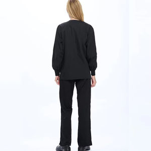 Blouses de travail extensibles élégantes pour femmes, en tissu doux, col rond, manches longues, vente en gros - Product Image 4