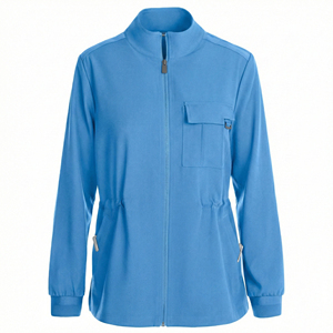 Blouse de travail médicale professionnelle à manches longues, design personnalisé, col montant, poignets côtelés, vente en gros - Product Image 4