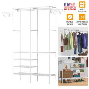 Organisateur de placard suspendu blanc parfait à 4 niveaux, étagères en tissu, 33 lb, tringle 11 lb par étagère, chambre à coucher, garde-robe, buanderie, rangement - Product Image 3