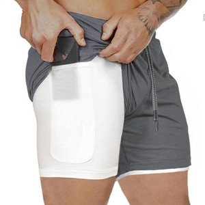 2-in-1 Double Layer Men's Running <b>Shorts</b> for Summer Workout Gym Sportswear Private Label Athletic Fitness <b>Short</b> <b>Compression</b> - Product Image 2