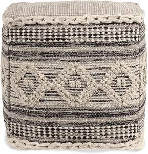 Taburete de Macramé Personalizable en Blanco y Negro, Silla Decorativa para Interiores y Exteriores, para el Hogar, Oficina, Sala de Estar, Sala de Juegos - Product Image 5