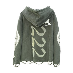 Sweat à capuche en coton épais surdimensionné pour homme |   Streetwear de luxe avec logo en strass |   Sweat à capuche imprimé printemps OEM - Product Image 1