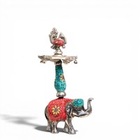 Lampe à huile Samai en métal et pierre, artisanale, en forme d'éléphant, support décoratif traditionnel pour Diya, pour la décoration de la maison