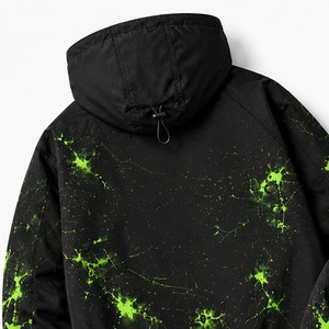 Custom Unisex <b>Black</b> Hooded Windbreaker Jacket 100% Cotton Oversized Streetwear Eco-Friendly Breathable Quick Dry Winter - Product Image 4