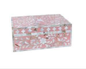 Boîte à bijoux élégante avec incrustation de nacre, organisateur de rangement de luxe fait main pour bijoux, accessoires, trésors et cadeaux - Product Image 1