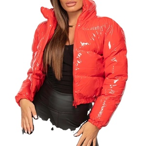 Customised Winter Women's Bomber Hooded Reversible Waterproof Knitted Nylon Shiny Metallic <b>Sequined</b> Feathers Linen Wool Crop <b>Top</b> - Product Image 1