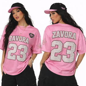 Diseña Tu Propio Jersey Deportivo Informal Y2K de Malla de Poliéster Ligero con Cuello en V, Jersey de Camuflaje con Pedrería, Jersey Corto, Jersey de Fútbol Americano - Product Image 2