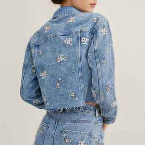 Veste en jean déchirée délavée bleue pour femme, style décontracté, mode européenne et américaine - Product Image 2