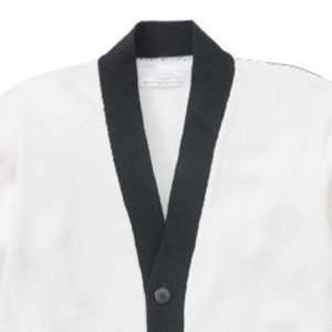 Cárdigan de Punto Blanco para Hombre, Cuello en V, Manga Larga, Cierre de Botones, Estilo Otoñal, Color Sólido, Corte Regular, Ribete Negro - Product Image 2