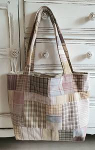 Style De Maison Casual <b>Patchwork</b> Cotton Tote <b>Bag</b> Shoulder Straps Large Capacity Open Top Unisex Daily Use Hand Wash Beach - Product Image 3