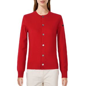 Suéter de Punto de Manga Larga con Cuello en V para Mujer, de Alta Calidad, al por Mayor, con Logotipo Frontal, 100% Algodón - Product Image 1