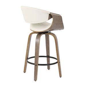 Set di 2 sgabello da bancone moderno sinfonia della metà del secolo in legno grigio chiaro ed ecopelle bianca per i mobili della sala da pranzo - Product Image 4