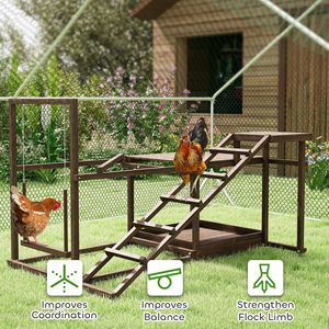 Juego de actividades de madera para gallinas, juguete interactivo y de movimiento para mascotas con percha, columpio, escalera, plataformas, comedero y almacenamiento. - Product Image 6