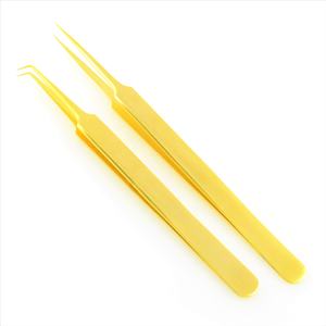 Diamond Grip Gold Eyelash Extension Tweezers 45 Degree Stainless Steel Sharp Fine Point Perfect Grip for False Eyelashes - Product Image 6