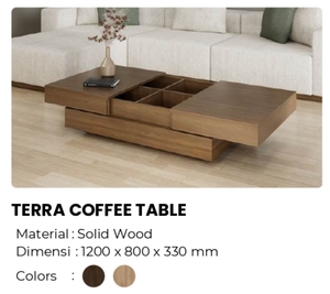 Table basse moderne en bois brun avec tiroirs de rangement, table de salon, table à thé - Product Image 2