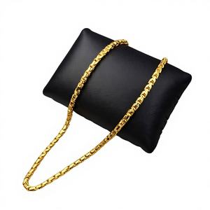 Chaîne en or massif 22 carats motif lotus, 28 grammes, collier pour homme et femme, authentique, à porter au quotidien, bijoux pour le corps, taille réglable - Product Image 1