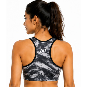 Scoop neck racerback sports bra OEM women's seamless bra Zip front medium support bra Nofyan Ind New Custom Design Sports Bra - Product Image 2