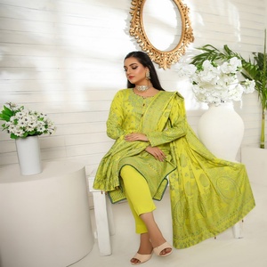 Hermosa y elegante colección de vestidos casuales de 3 piezas para damas, fiestas bordadas-Bin Hameed Volume RANGEEN Indian Pakistani Linen - Product Image 4