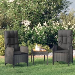Conjunto de Muebles de Jardín Medianos con Ratán PE Negro y Madera de Acacia Sólida - Product Image 1