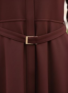 Vestido Maxi Musulmán Informal y Modesto para Mujer, Manga Larga, con Cinturón, Estilo Abaya, Transpirable, de Poliéster, Corte Holgado, Elegante, para Uso Diario - Product Image 3