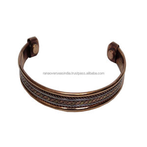 Modern Style <b>Copper</b> Bracelet Open Cuff Adjustable Magnetic <b>Bangle</b> for <b>Men</b> Women Wellness Energy Balance - Product Image 3