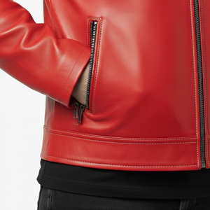 <b>Men</b> Leather <b>Jacket</b> Racer Style Outdoor Wear Smooth Zipper <b>Lightweight</b> Comfortable Fit <b>Jacket</b> OEM Wholesale <b>Men</b> Leather <b>Jacket</b> - Product Image 4