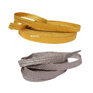 Frange Cérémonielle en Dentelle Tressée à la Main en Fil Mylar Doré, Motif Tresse Française, Couleur Or Argent Personnalisable, Largeur sur Mesure - Product Image 3