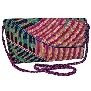 Sac à main de luxe traditionnel indien, multicolore, orné de perles en verre de cristal, artisanat durable, accessoires de mode haut de gamme - Product Image 3