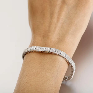 Bracelet tennis en moissanite pour homme, or blanc, style hip-hop, bracelet à maillons diamantés, bijoux de luxe, cadeau pour homme - Product Image 1
