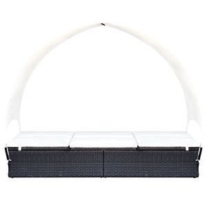 Chaise longue noire et blanc crème avec auvent – Produit de relaxation élégant pour l'extérieur - Product Image 2