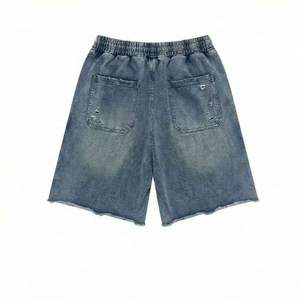 Pantalones Cortos Personalizados para Hombre, Desgastados, con Cordón en la Cintura Elástica, Dobladillo sin Rematar, Largo hasta la Rodilla, Estilo Vintage, Casual, para Verano - Product Image 1