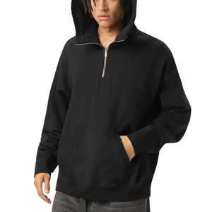 Sudadera con capucha de alta calidad, tejido grueso, con cremallera de un cuarto, estilo urbano, para hombre y mujer, con logotipo bordado en 3D - Product Image 3