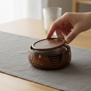 Premium Wooden <b>Coaster</b> Set of 6 for Dining <b>Table</b> Mango Wood Tea <b>Coaster</b> Set for Coffee <b>Table</b> Decor <b>Coasters</b> for Dining <b>Table</b> - Product Image 5