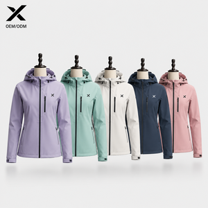 Chaqueta Softshell con Capucha para Mujer X Sports City, Cierre de Cremallera de Manga Larga, Color Sólido, Impermeable, Resistente al Viento, Ropa de Exterior OEM/ODM - Product Image 1