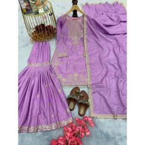 Conjunto de Fiesta con Top de Chifón y Dupatta de Diseño, Hermoso Look con Pantalones Plazzo - Product Image 5