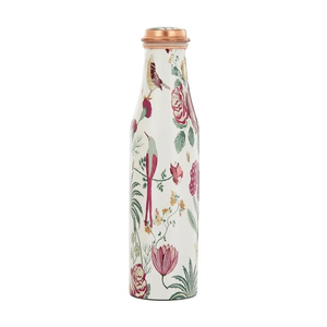 Artisanal Canvas Bohemian Floral <b>Metal</b> <b>Water</b> <b>Bottle</b> With Lid Portable Drinkware - Product Image 6