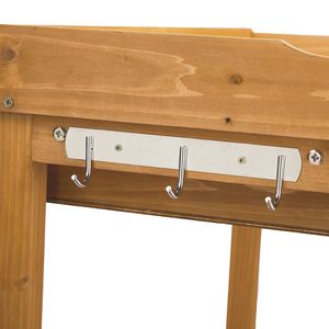 Tavolo da Giardinaggio per Esterni con Piano in Legno, Postazione di Lavoro per Orticoltura, 2 Cassetti, Ripiano Portaoggetti, Piano in Metallo, 3 Ripiani - Product Image 6