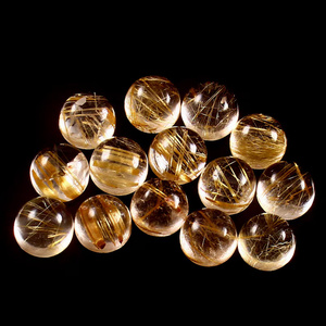 Cuarzo Rutilado Dorado Natural AAA++ de 6MM, Cabujón Plano Semiprecioso, Dureza 6.5, Certificado por Terceros, Gema Suelta - Product Image 1