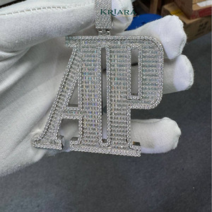 จี้ตัวอักษร AP ผลิตในห้องปฏิบัติการ เงินแท้ 925 ชุบโรเดียม ชุบทอง 18K สไตล์ฮิปฮอป เหมาะสำหรับทุกเพศ ใส่ได้ทุกวัน - Product Image 2