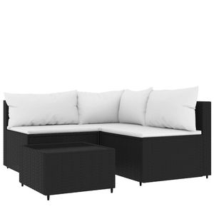 Ensemble de salon de jardin en rotin PE noir avec structure en acier thermolaqué et verre trempé pour les aménagements de jardin - Product Image 2