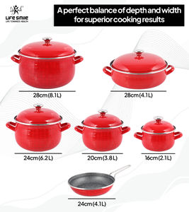 <b>Non</b> <b>Stick</b> Cookware <b>Set</b> Enamel Coating with Induction Base Cooking <b>Pots</b> and Pans Complete Kitchenware <b>Set</b> - Product Image 2