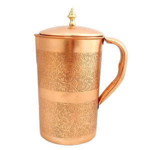 Pichet en cuivre martelé artisanal pour servir l'eau et les boissons, vaisselle de cuisine moderne, carafe à eau - Product Image 5