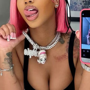 Collares de Plata de Ley S925 con Colgante de Reloj de Moissanita, Cadenas Finas Estilo Hip Hop, Joyería Personalizable con Cruz de Jesús para Regalo - Product Image 1