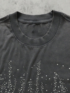 T-shirts pour hommes personnalisés avec logo OEM, strass brillants, 100% coton, effet vieilli, lavage à l'acide, streetwear de luxe, tee-shirt surdimensionné - Product Image 4