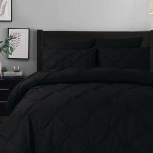Black Pintuck <b>Quilt</b> Cover 3 Piece 100% Cotton T-150 All Season Home Use Simple Style - Product Image 1