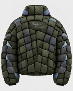Chaqueta acolchada verde para hombre con cuello alto y cierre de cremallera, a prueba de viento, rellena de plumón, informal, para invierno, personalizada - Product Image 6